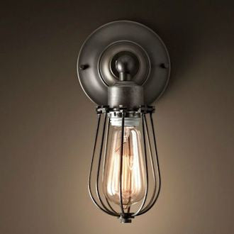 Wire cage top wall sconce