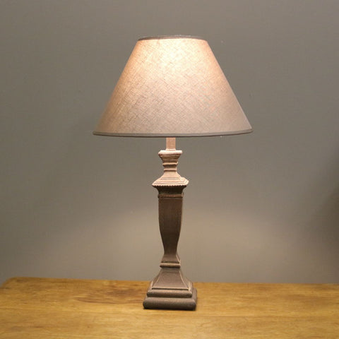 Langton lamp base with coffee linen shade