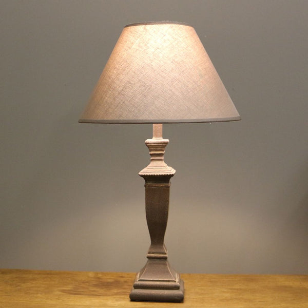 Langton lamp base with coffee linen shade