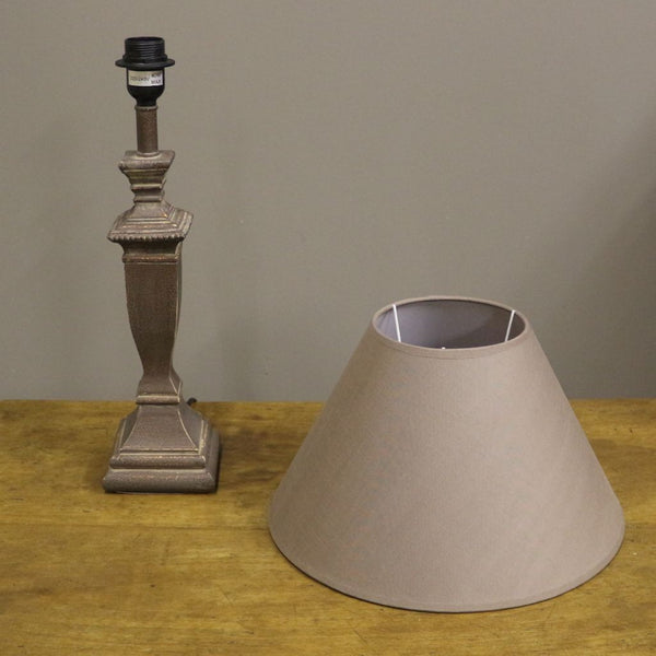 Langton lamp base with coffee linen shade