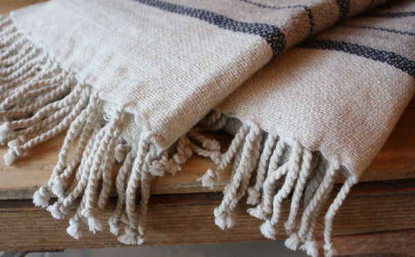 Howard Ecru and Navy Stripe Throw