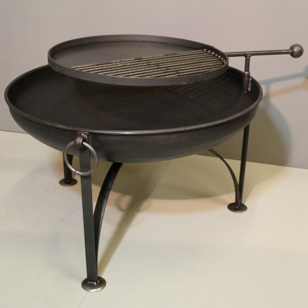 WilyFox 80cm Firepit with Swing BBQ Grill Rack