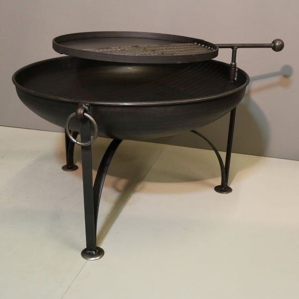 WilyFox 80cm Firepit with Swing BBQ Grill Rack