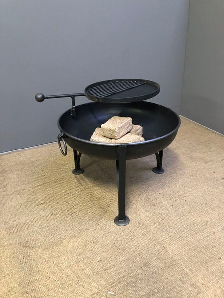 WilyFox 60cm Firepit with Swing BBQ Grill Rack